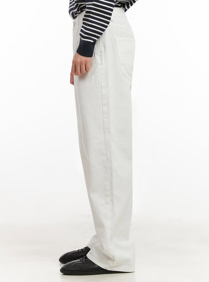 Men's Cotton Wide-Fit Trousers (White) IJ517