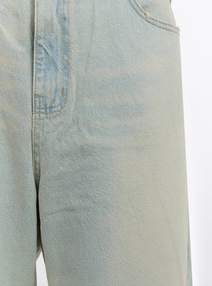 Men's Washed Wide-Leg Jeans IF528