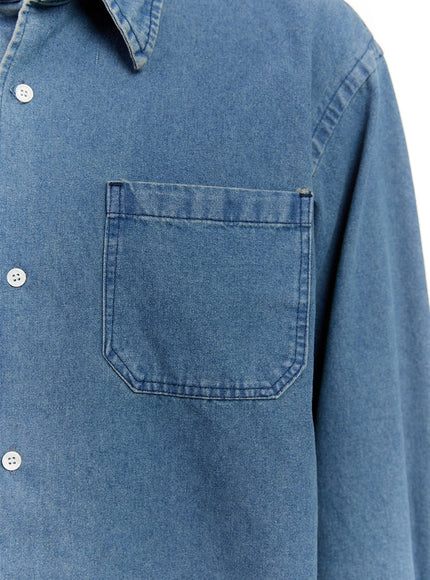 Men's Washed Denim Collared Shirt IM512