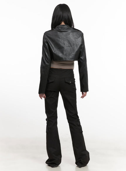 Chic Zip-Up Faux-Leather Crop Jacket CJ516