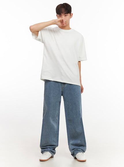 Men's Washed Long Relaxed-Fit Jeans IF517