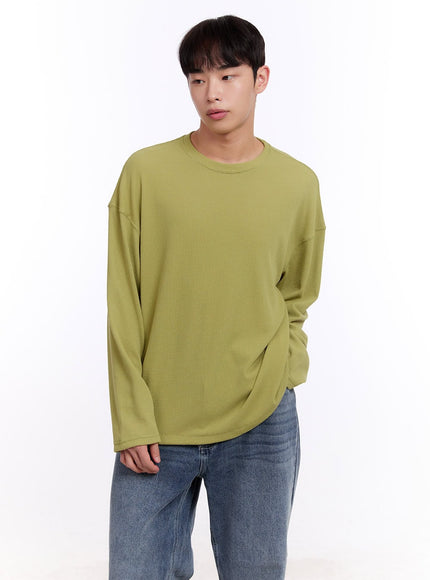 Men's Oversized Waffle-Knit Long Sleeve Tee IM512