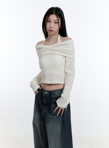 long-sleeve-off-shoulder-halter-crop-top-cj520