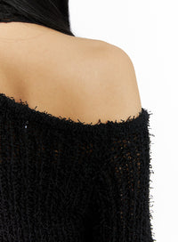 fuzzy-knit-asymmetrical-shoulder-mini-dress-cm406
