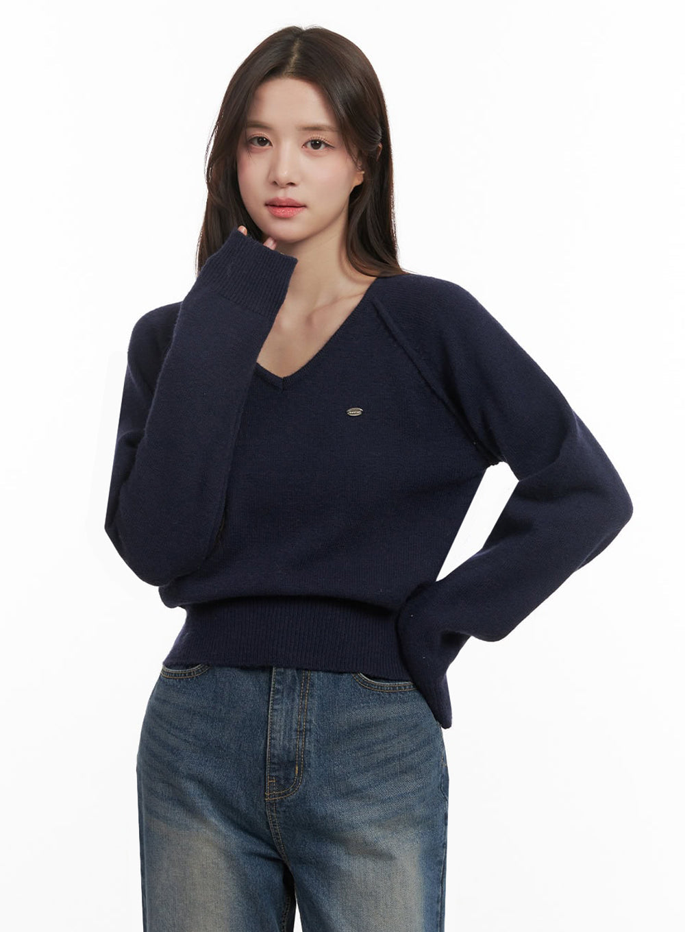 Comfort V-Neck Crop Sweater IJ510