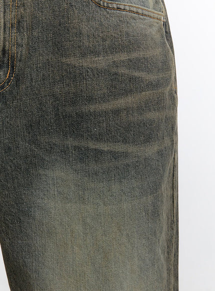 Men's Washed Wide-Fit Jeans IF528