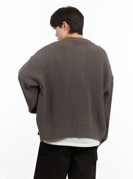 Men's Round Neck Zip-Up Sweater IJ517