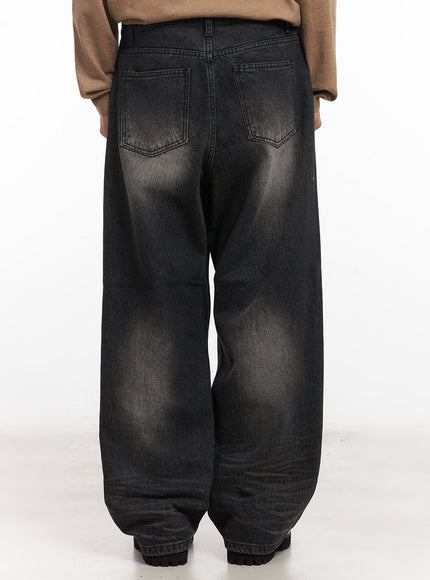 Men's Washed Wide-Leg Jeans IM518