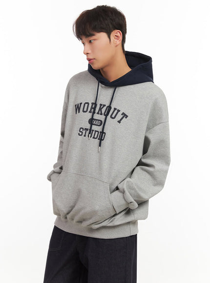 Men's Oversized Contrast Graphic Hoodie IF517