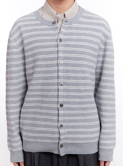 Men's Striped Buttoned Roundneck Cardigan IM512