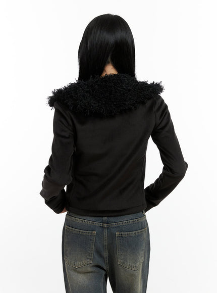 fuzzy-collared-slim-fit-zip-up-cn407