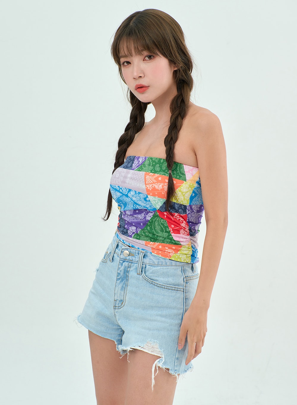 Color Graphic Tube Top BY303