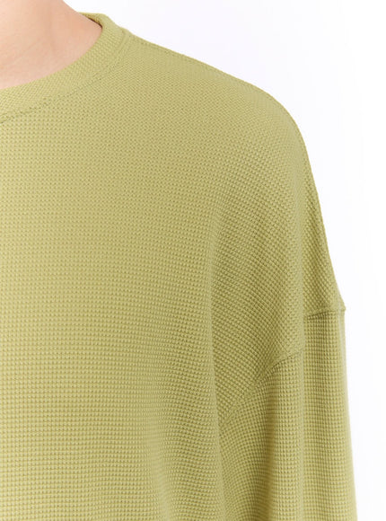 Men's Oversized Waffle-Knit Long Sleeve Tee IM512