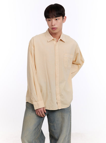 Men's Loose-Fit Long Sleeve Collared Shirt IM512