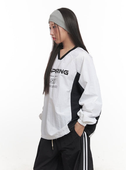 V-Neck Lettered Windbreaker CF524