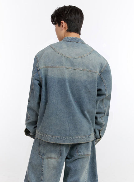 Men's Denim Zip-Up Track Jacket IF528