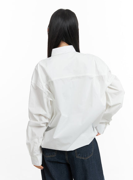 unisex-drawstring-solid-shirt-blouse-cm418