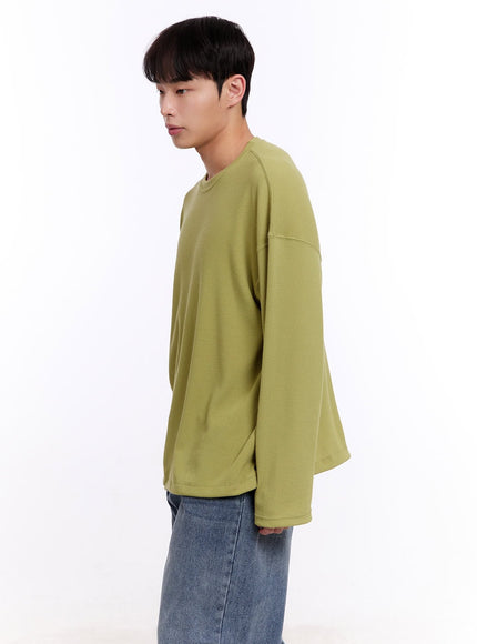 Men's Oversized Waffle-Knit Long Sleeve Tee IM512