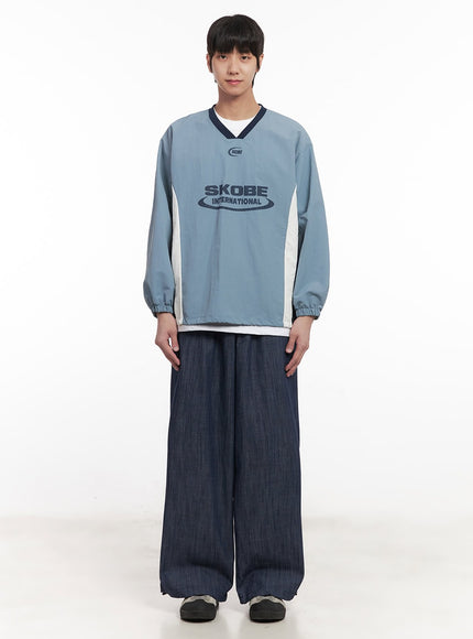 Men's Denim Wide-Leg Sweatpants (Blue) IM518