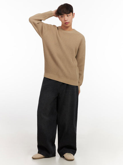 Men's Round Neck Ribbed Sweater IF521