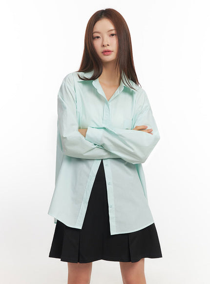 Relaxed-Fit Collared Button-Up Shirt IM514