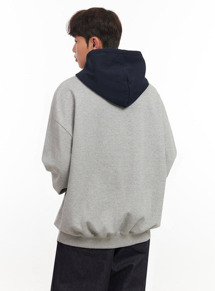 Men's Oversized Contrast Graphic Hoodie IF517