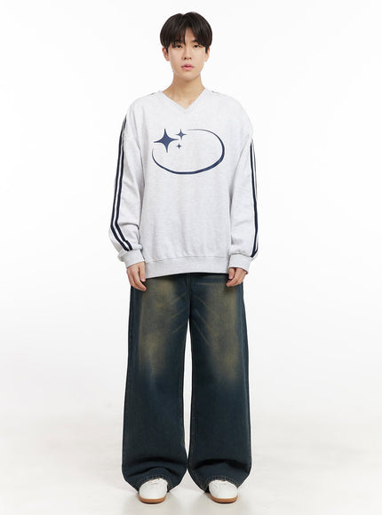 Men's Oversized Star Graphic Sweatshirt IJ517