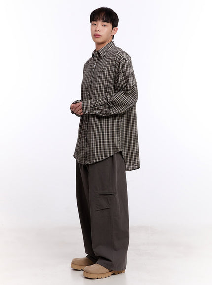 Men's Oversized Checkered Collared Shirt IM512