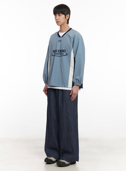 Men's Denim Wide-Leg Sweatpants (Blue) IM518