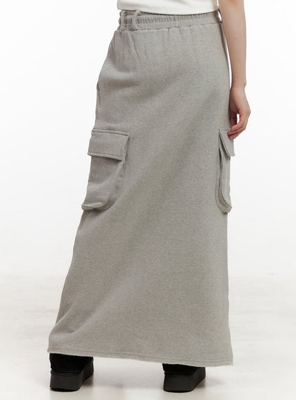 Front-Slit Cargo Maxi Skirt CJ506