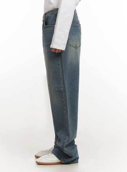 Men's Washed Wide-Leg Jeans IF517