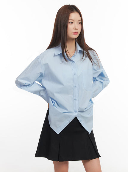 Relaxed-Fit Collared Button-Up Shirt IM514