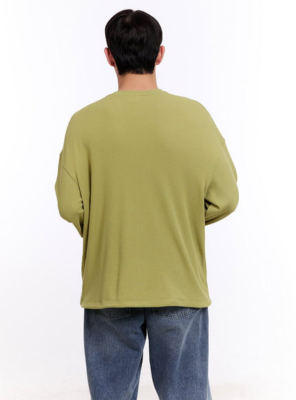 Men's Oversized Waffle-Knit Long Sleeve Tee IM512