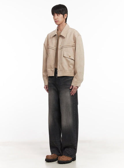 Men's Washed Wide-Leg Jeans IM518