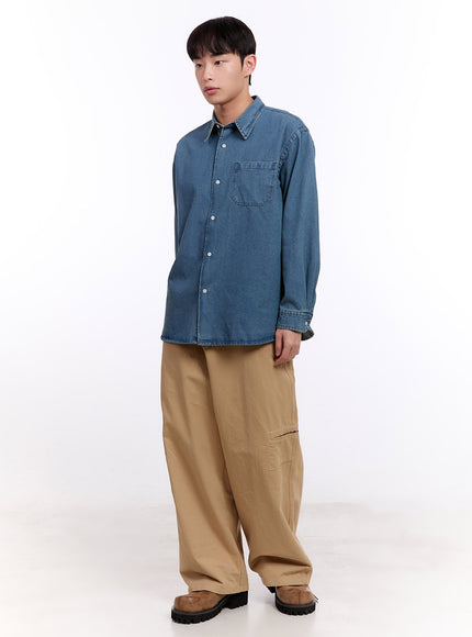 Men's Washed Denim Collared Shirt IM512