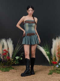 denim-mini-dress-with-belt-is306