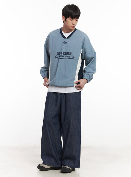 Men's Denim Wide-Leg Sweatpants (Blue) IM518