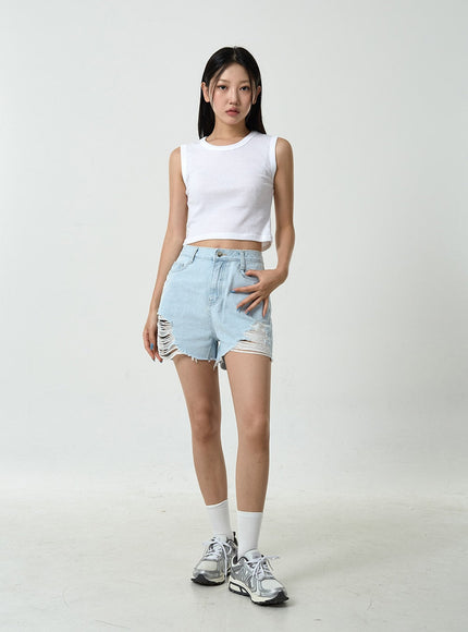 Basic Ribbed Cropped Tank Top CU13