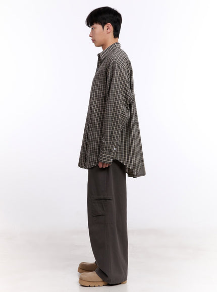 Men's Oversized Checkered Collared Shirt IM512