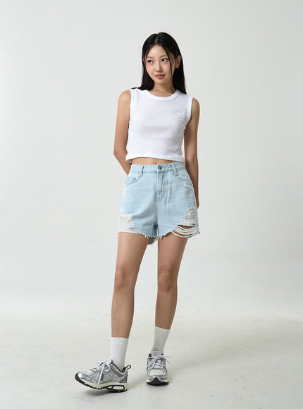 Basic Ribbed Cropped Tank Top CU13