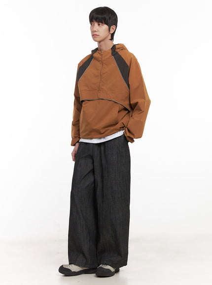 Men's Denim Wide-Leg Sweatpants (Black) IM518