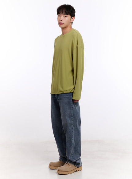 Men's Oversized Waffle-Knit Long Sleeve Tee IM512