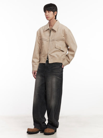 Men's Washed Wide-Leg Jeans IM518