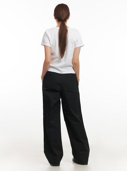 Wide-Fit Cotton Pintuck Trousers IM513