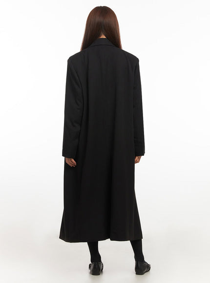 Buttoned Collared Long Coat IM513