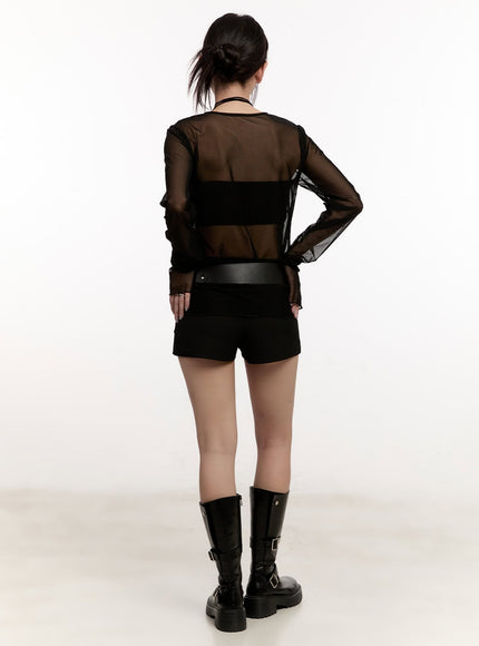 Sheer Long-Sleeve Layering Top CM510