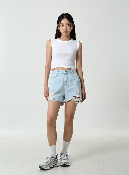 Basic Ribbed Cropped Tank Top CU13