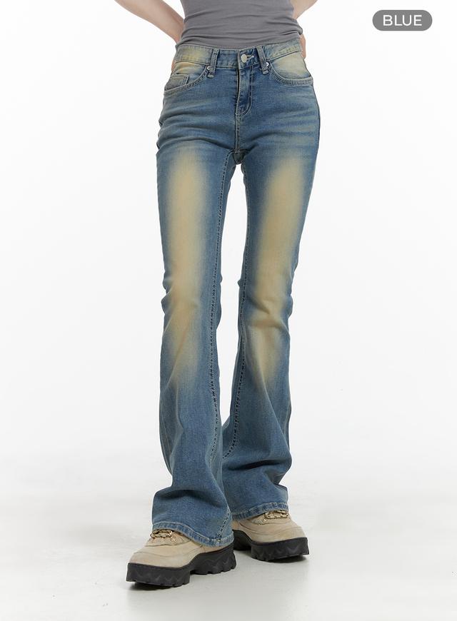 Slim Fit Washed Bootcut Jeans CA402