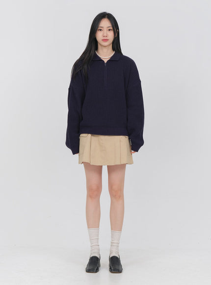 Half Zip-up Knitted Sweat Shirt OA01