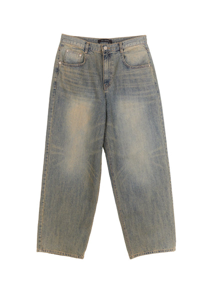 Men's Wide-Fit Washed Baggy Jeans IM512